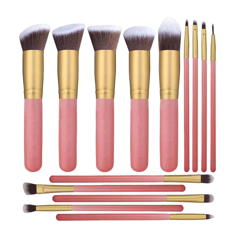 Set de Brochas de Maquillaje 14 Piezas con Mango de Madera