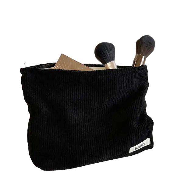 Corduroy Makeup Organizer Clutch – Large Capacity Cosmetic Bag