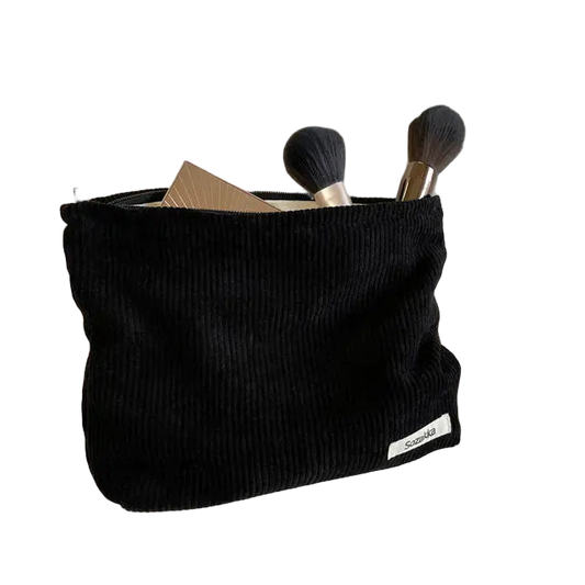 Corduroy Makeup Organizer Clutch – Large Capacity Cosmetic Bag