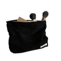 Corduroy Makeup Organizer Clutch – Large Capacity Cosmetic Bag