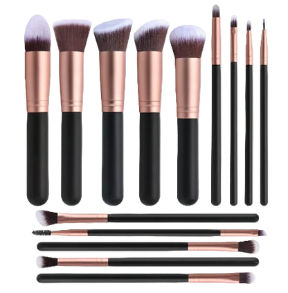Set de Brochas de Maquillaje 14 Piezas con Mango de Madera