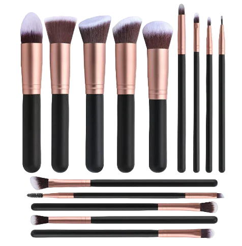 Set de Brochas de Maquillaje 14 Piezas con Mango de Madera